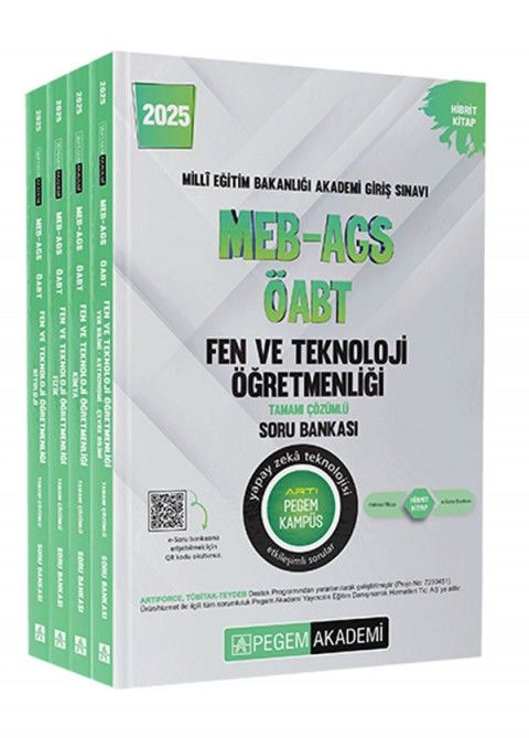 2025 MEB-AGS-ÖABT Fen ve Teknolojii Öğretmenliği Tamamı Çözümlü Soru Bankası Modüler Set (4 Kitap)