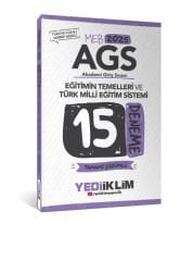 Yediiklim Yayınları 2025 MEB AGS Eğitimin Temelleri ve Türk Milli Eğitim Sistemi Tamamı Çözümlü 15 Deneme