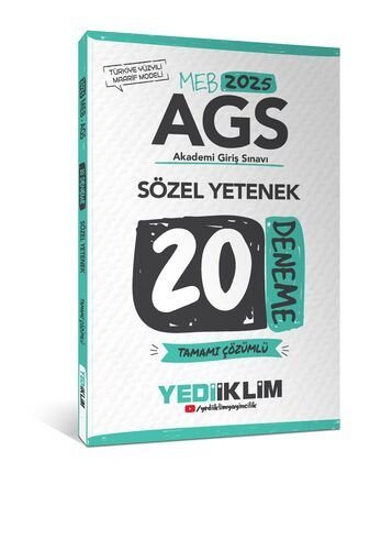 Yediiklim Yayınları 2025 MEB AGS Sözel Yetenek Tamamı Çözümlü 20 Deneme