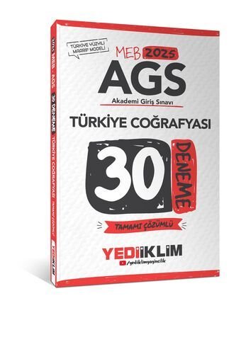 Yediiklim Yayınları 2025 MEB AGS Türkiye Coğrafyası Tamamı Çözümlü 30 Deneme