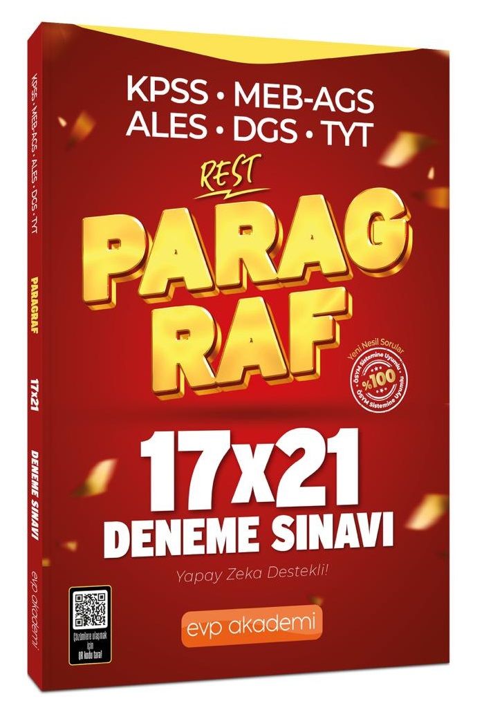 EVP Akademi KPSS MEB-AGS ALES DGS TYT Paragraf REST 17x21 Deneme Çözümlü EVP Akademi